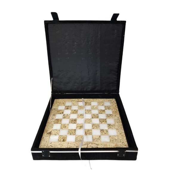 Marble Chess Board Handmade Chess Board with Storage Gift for him Chess Lovers - Picture 3 of 10